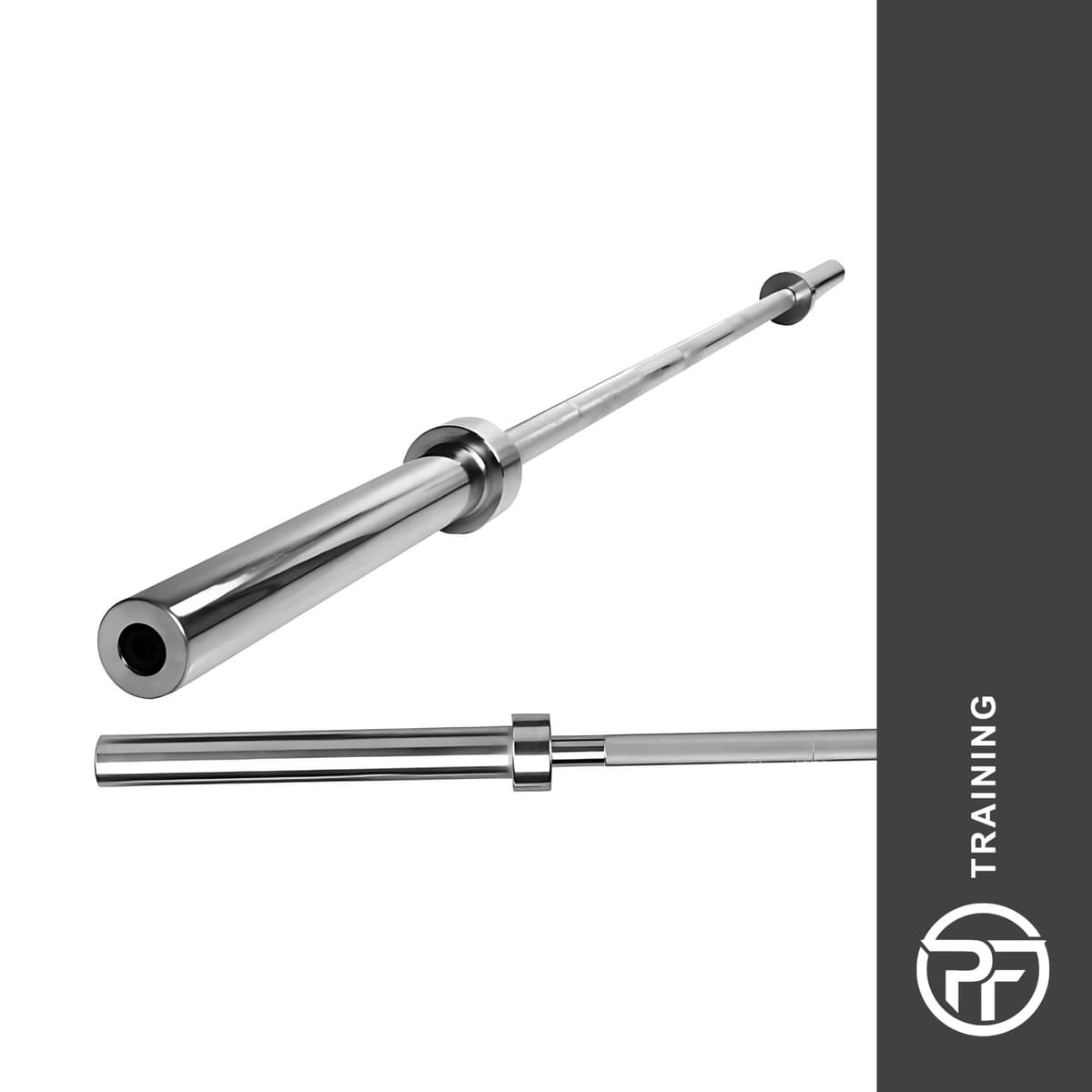 Barra Olímpica Cromada con Topes – 1,20 mts – 8.5 kg – Soporta 150 kg